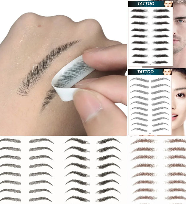4D Hair Like Eyebrows Makeup Waterproof Eyebrow Tattoo Sticker Long Lasting Natural Fake Eyebrow Stickers Cosmetics 10 pairs 1PC