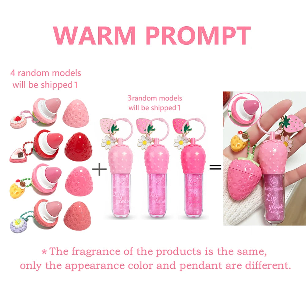 4-Color Random Sending Strawberry Lip Gloss Lipstick Moisturizing Winter Antifreeze Anti Crack Moisturizing Lasting lip balm