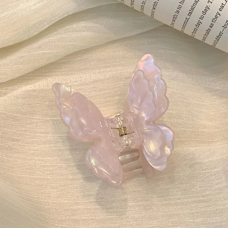 Fairy Butterfly Hair Claw French Retro Acetate Crab Hair Clip Summer Sweet Princess Shark Clip Coiled Hairpin Hair Accessories