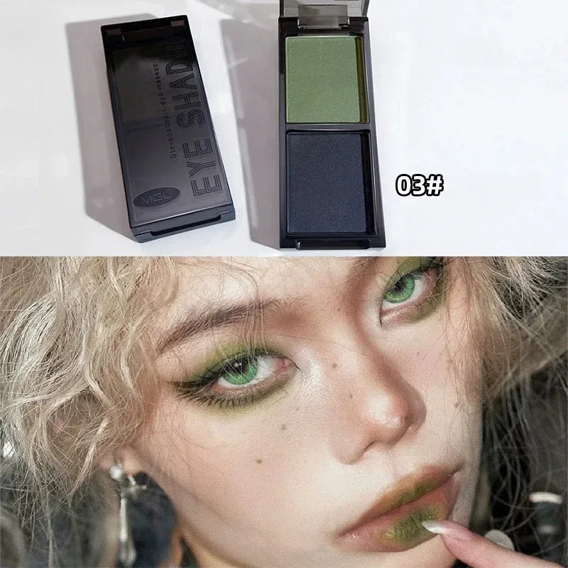 2-Color Red Black Smoky Eyeshadow Palette Matte & Shimmer Waterproof Dark Punk Halloween Makeup Glitter Pigment for Eyes