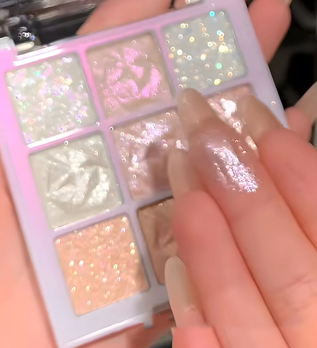 Christmas Snowflake 9-Color Eyeshadow Palette, Matte Shimmer Glitter, Waterproof Long-Lasting, Safe, Unisex, Holiday Makeup