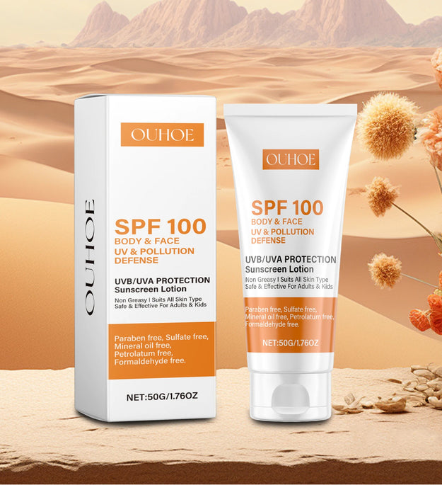 Face & Body Sunscreen Non-Greasy SPF 100+ Facial Sunblock UVA & UVB Protection Sunblocking Cream Anti Aging for Summer Beach