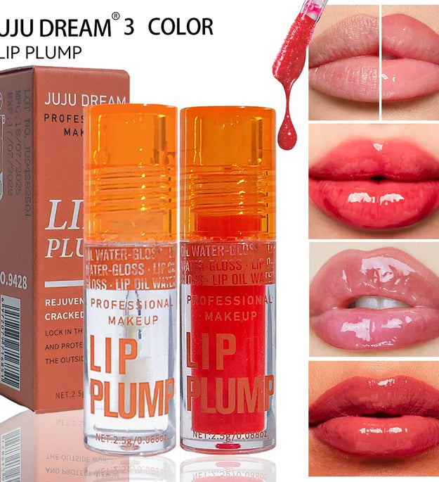 3-Pcs Lip Oil Plump Moisturizing Set – Pink Hydrating Gloss Long-Lasting Clear Liquid Lip Balm，Essential For Autumn And Winter