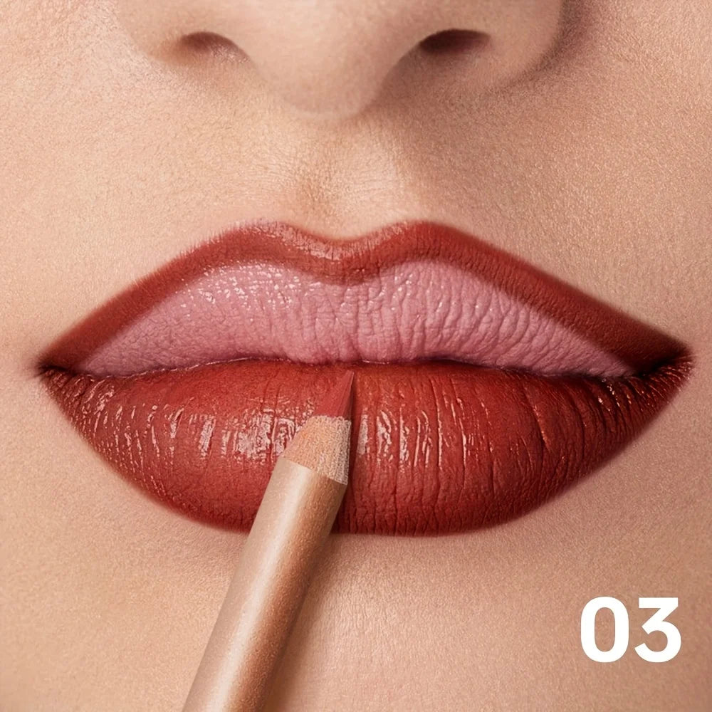 Matte Lip Liner Pencil Nude, Long-Lasting Waterproof, Smudge-Proof, Precise Outline, Smooth Creamy Formula