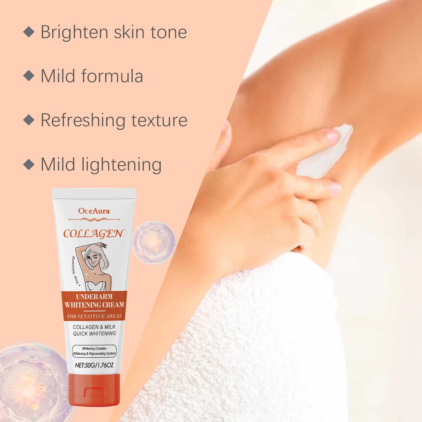 Underarm Whitening Cream Armpit Legs Knee Elbow Cream Remove Dark Spots Melanin Brighten Skin Care Moisturizing Skin Cream 50g
