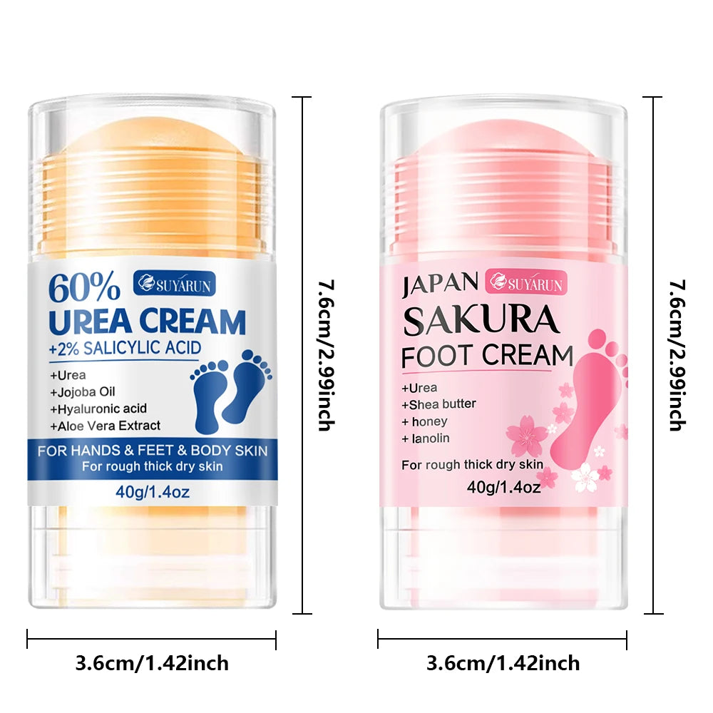 SUYARUN 60% Urea Foot Cream Stick - Moisturizing & Exfoliating, Cracked Heel Repair, Deep Hydration for Dry Feet, Long protect.