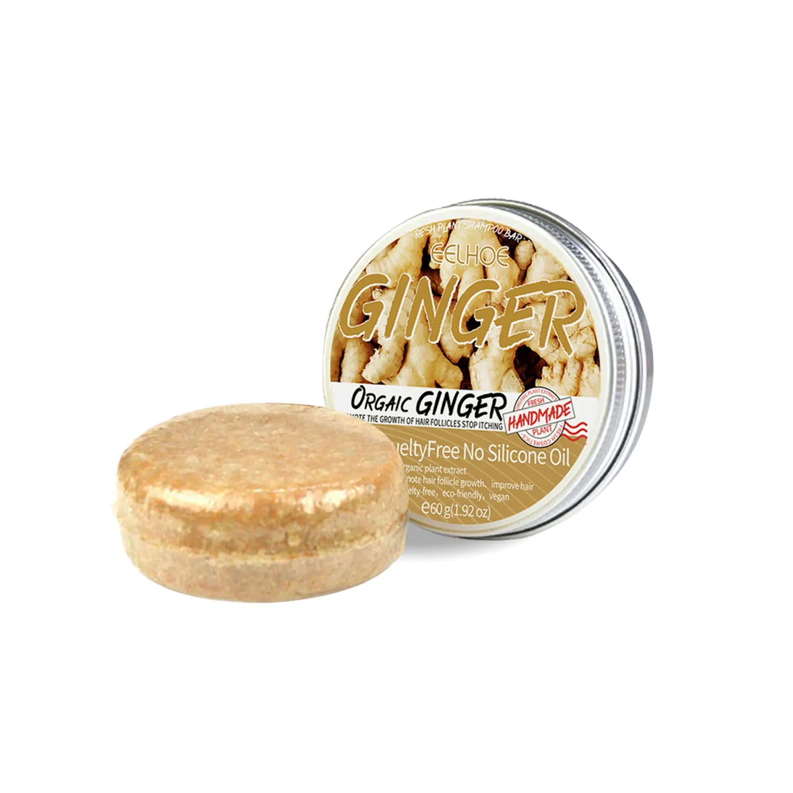 60g Natural Ginger Shampoo Soap Reduce Hair Loss Clean Dandruff Nourish Moisturize Scalp Improve Hair Quality Hair Care Product - BlissFully