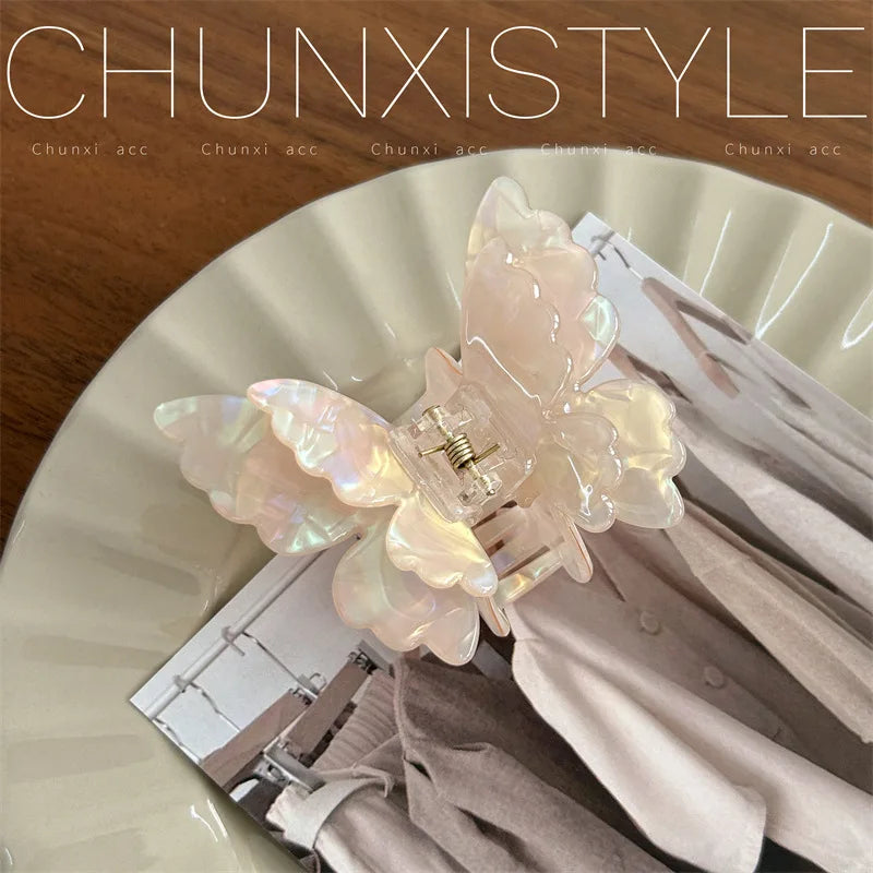 Fairy Butterfly Hair Claw French Retro Acetate Crab Hair Clip Summer Sweet Princess Shark Clip Coiled Hairpin Hair Accessories