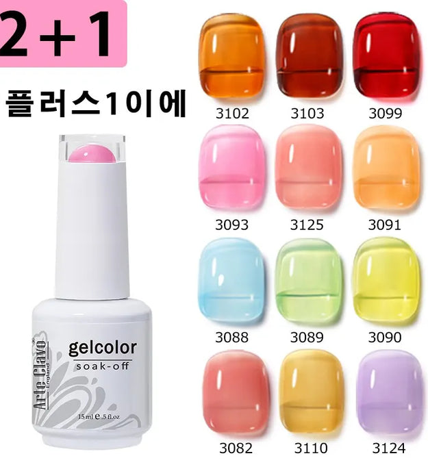 Arte Clavo 3pcs Summer Colorful Jelly Gel Nail Polish Translucent Semi Permanent Varnish UV LED For Nail Art Manicure Gel