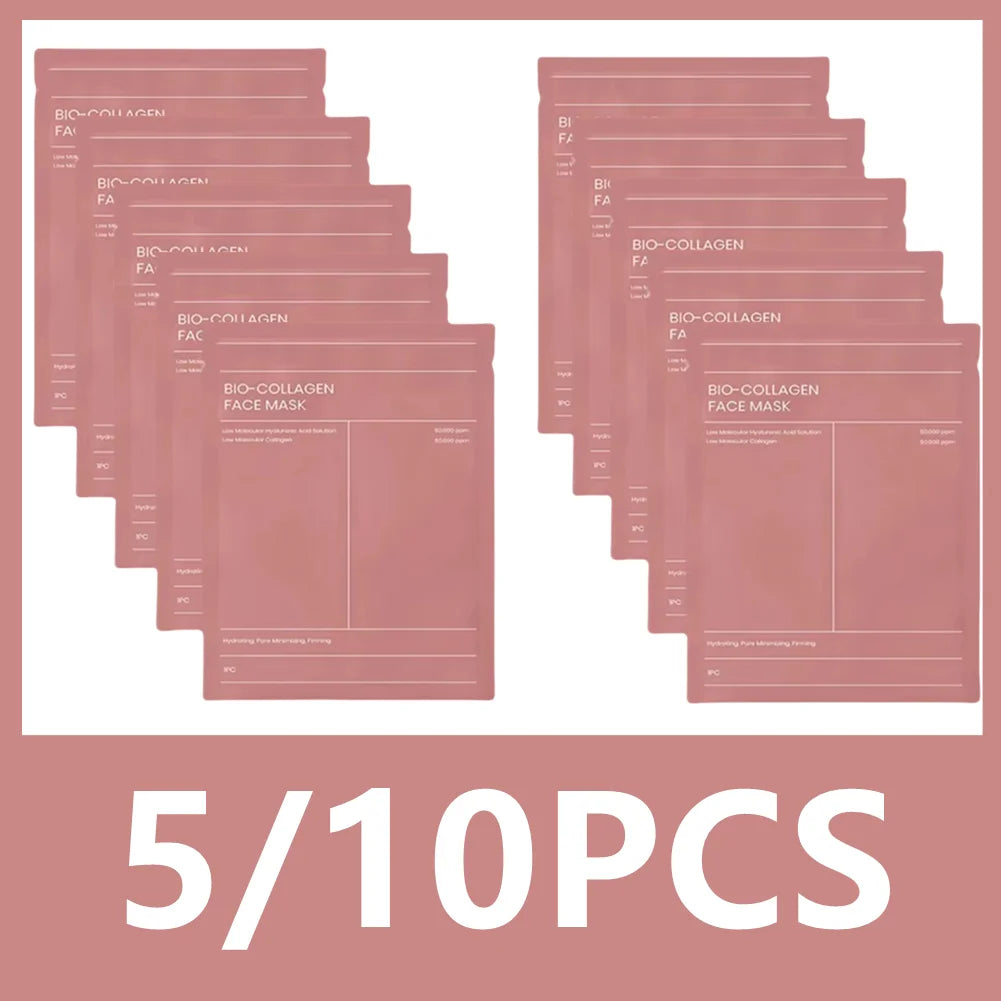 5/10Pcs Bio Collagen Face Mask Shrink Pores Deep Hydrating Overnight Mask Moisturizing Refreshing Brightening Face Skin Care