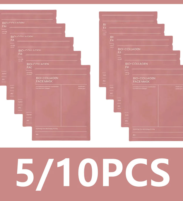 5/10Pcs Bio Collagen Face Mask Shrink Pores Deep Hydrating Overnight Mask Moisturizing Refreshing Brightening Face Skin Care