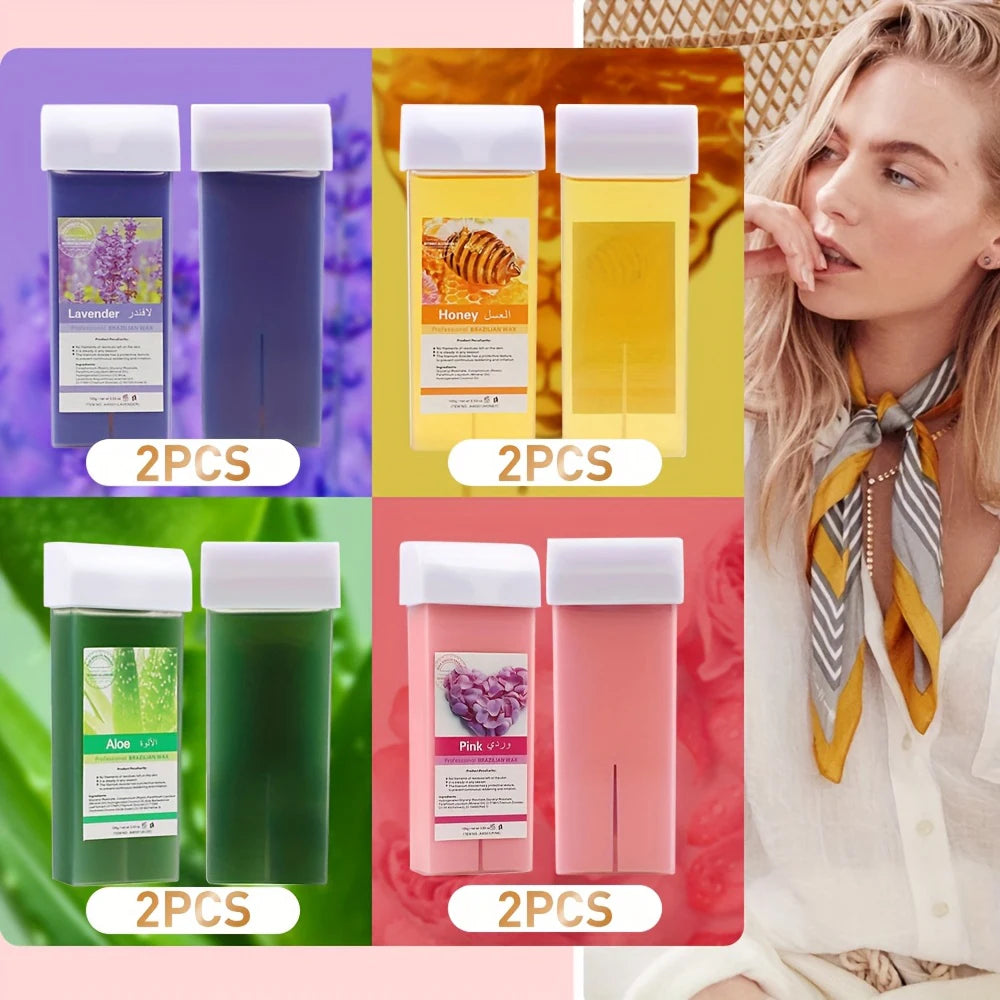 Painless Hair Removal Wax Cartridge Depilatory Wax Warmer Lavender Roll on Wax Wax Roller Refill For Bikini Body Hair Removal