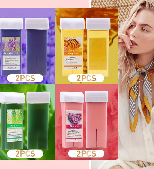 Painless Hair Removal Wax Cartridge Depilatory Wax Warmer Lavender Roll on Wax Wax Roller Refill For Bikini Body Hair Removal