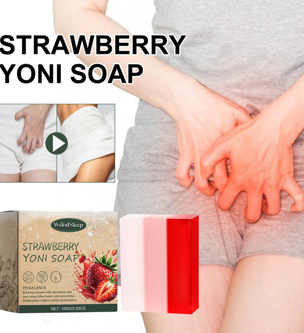 Natural Strawberry Scented Soap - Gentle Deep Cleansing and Moisturizing for Women's Skin, Delicate Body Bath Soap
