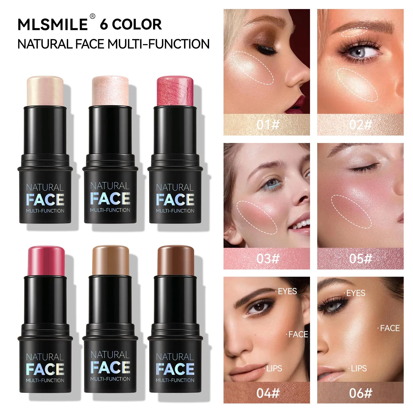 Multifunctional Highlighter & Blush Contour Stick | 3D Face Sculpting, Brightening & Enhancing Skin Tone | Easy-to-Apply Makeup