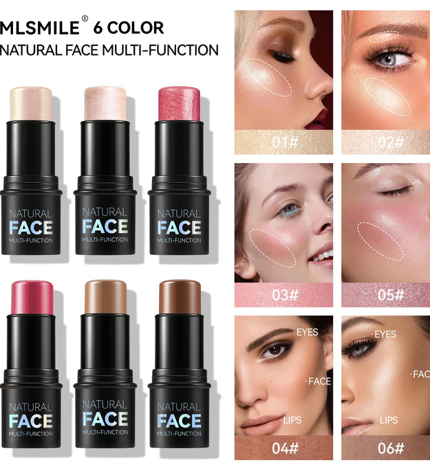 Multifunctional Highlighter & Blush Contour Stick | 3D Face Sculpting, Brightening & Enhancing Skin Tone | Easy-to-Apply Makeup