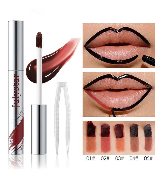 Instant Peel-off Lip Liner Stain Tattoo Lip Gloss Waterproof Tear-off Matte Lips Tint Red Brown Contour Stain Lipstick Makeup