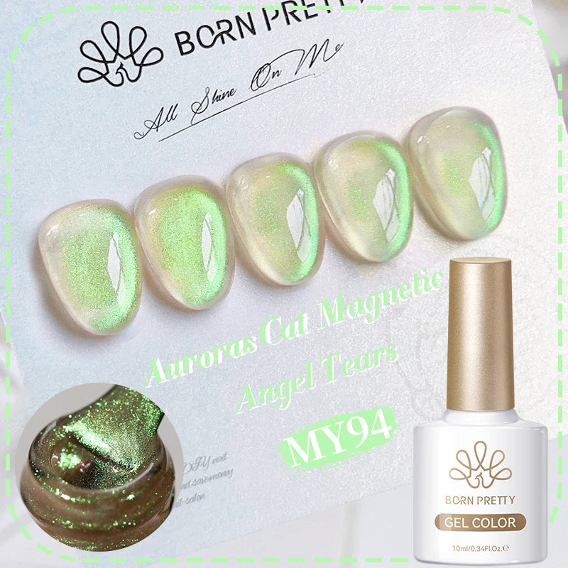 BORN PRETTY 10ml Cat Magnetic Gel Sparkling Ultra Gold Glitter Soak Off UV LED Gel Nail Art Varnish Manicure Valentine's Day