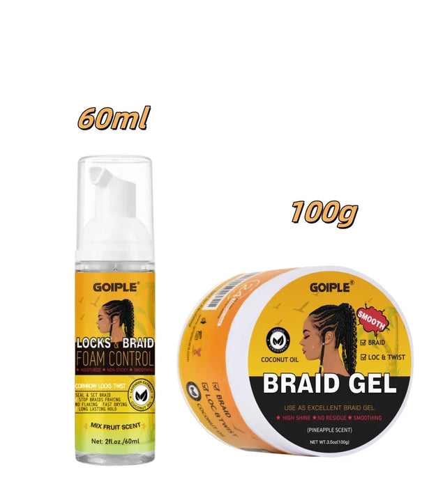 GOIPLE 60ml Braid Mousse for African Women Extra Hold Control Gel for Braiding Twist Locs High Shiny Moisturize Styling Products