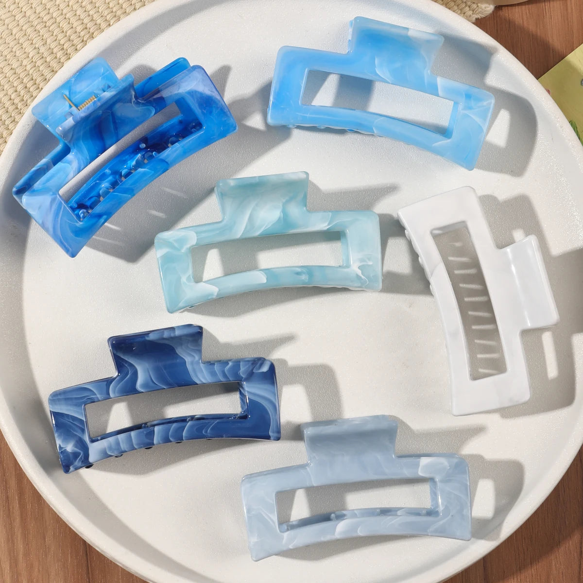 7 Pcs Big Hair Claw Clips 3.4" Non-slip Big Square Matte for Women Girls, Strong Hold Banana Clips for Thick Thin Hair - BlissFully