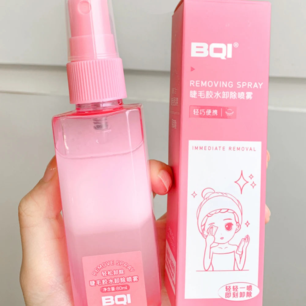 BQI 80ml Pink Proffesional Eyelash Glue Remover Spray Quick Unloading For Lashes de pestaña Remover Makeup Tools