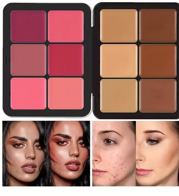 12-color concealer and blush palette Matte and highlight contour makeup rouge palette