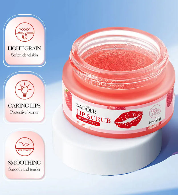 SADOER Fruit Series Strawberry Lip Scrub Dead Skin Moisturizes Brightening Lip Color, Makes Lips Pink