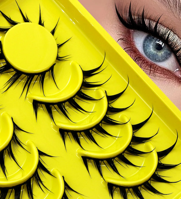 Lasvirey Cat Eye Lashes Manga Lashes Styles 3D Faux Mink Lashes Soft Cross Wispy Natural Winged End Eye Elongated Eyelash Makeup