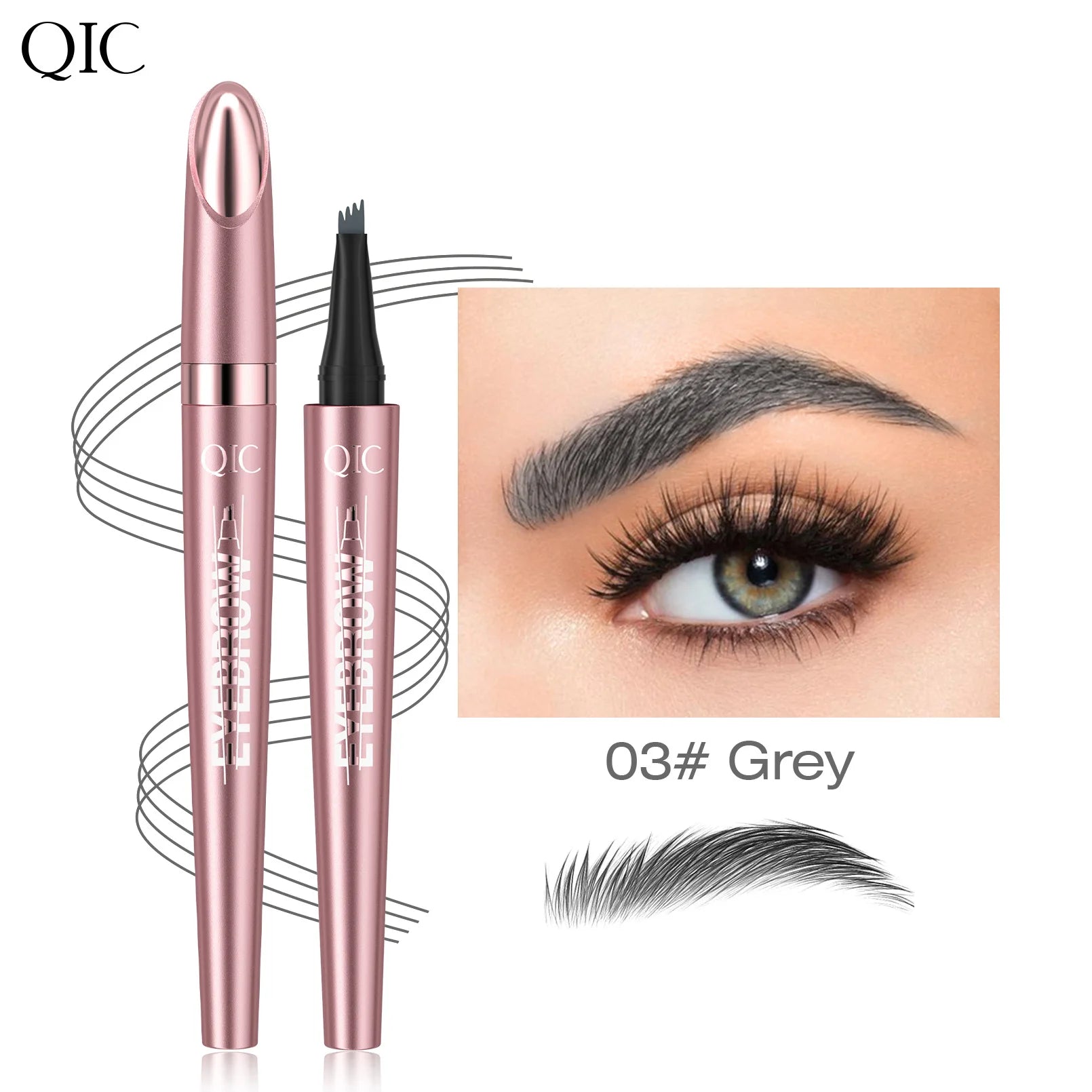 4 Fork Tip Eyebrow Pencil 3D Microblading Waterproof Dark Brown Natural Colour Fine Stroke Magic Eyebrow Pencil 2024 New Ladies