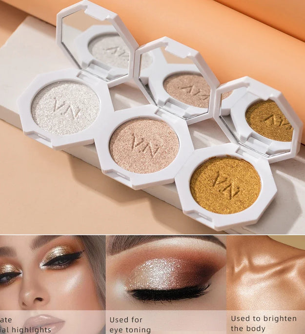 3 Color Highlighter Shimmer Waterproof Long-lasting Champagne Color Highlighter Powder Texture Brightening Facial Contours