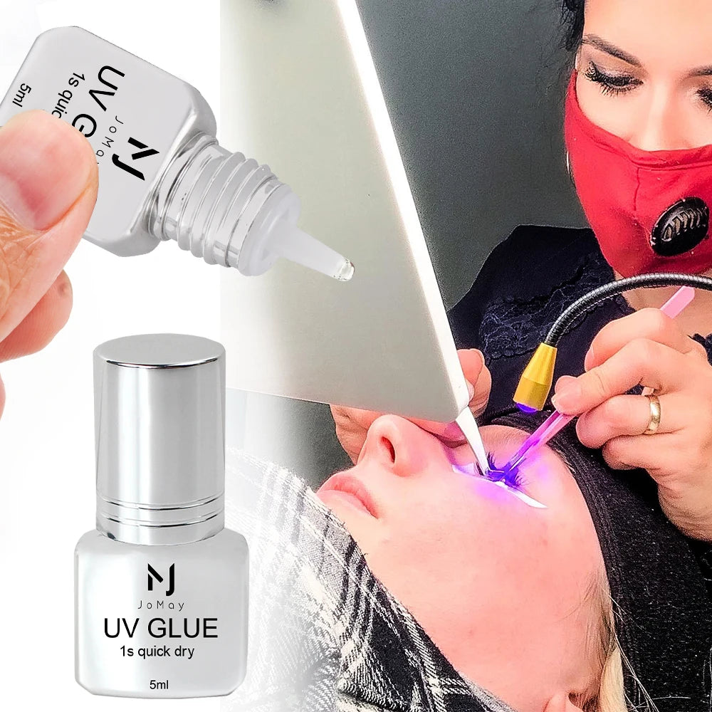 JOMAY UV Glue Lash Glue Extra Strong Eyelash Glue Extension Supplies UV Glue 5ML Waterproof Adhesive 3 bottles