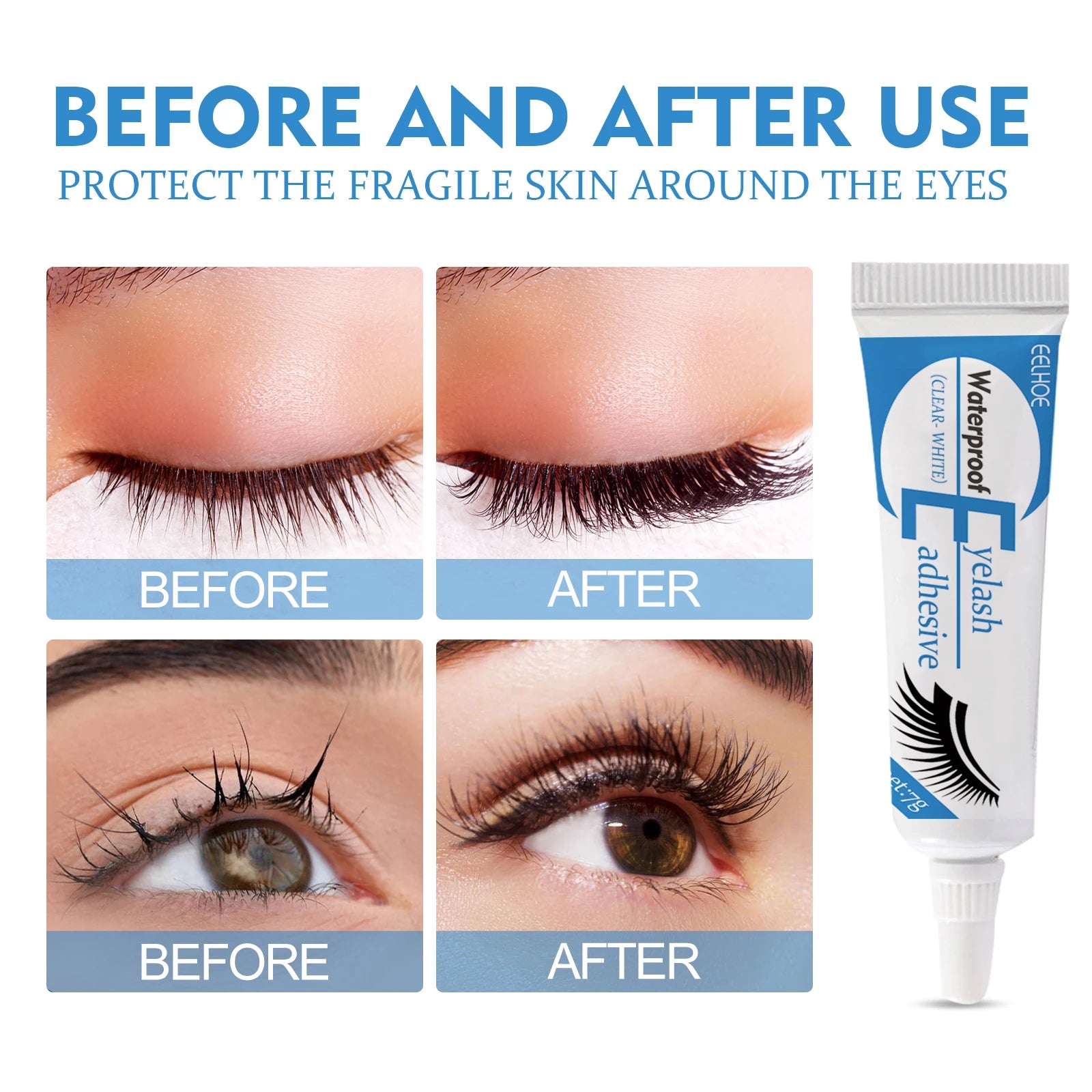 EELHOE Eyelash Extension Glue Fast Drying Strong Waterproof Lasting Eyelash Primer No Irritation Lash Lift False Eyelashes Tool