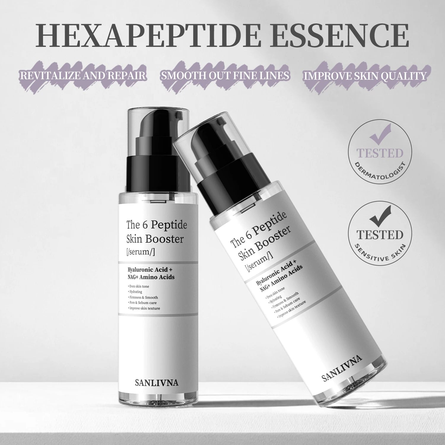 6 Peptide Essence Facial Refreshing Skin Care Set Contains Collagen to Improve Fine Lines, Brighten Skin, Moisturize and Nourish - BlissFully