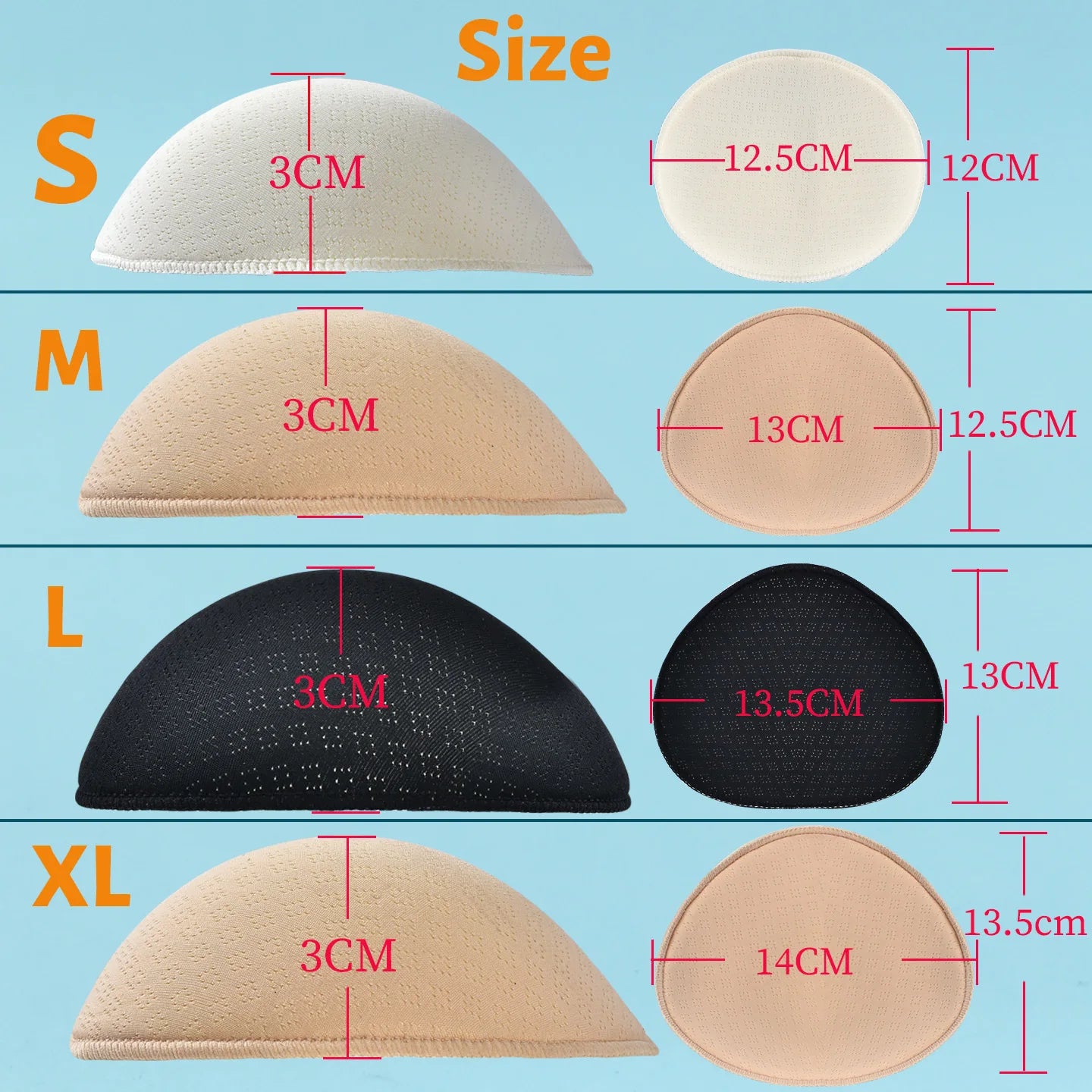 3cm Sexy Thick Latex Breast Pads, Breast Inserts for Lift and Enhancement, Bra Pads for Breast Enlargement, Removable Underwear Breast Accessories Suitable for Swimwear and Bikinis