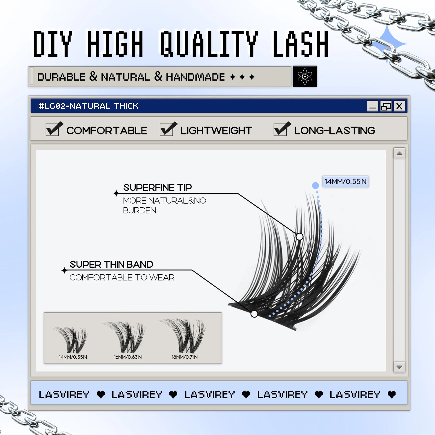 Lasvirey Cluster Lashes Kit DIY Fluffy Lash Clusters 4 IN 1 Mixed Full Set Individual Eyelashes Extension with Lash Bond & Seal
