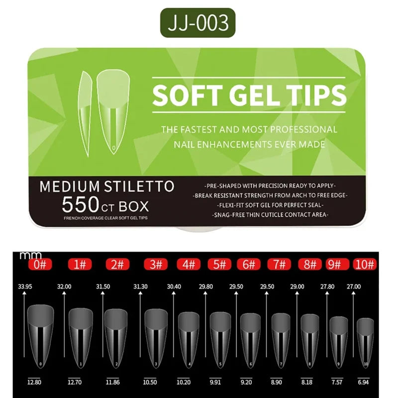 550Piece Medium and short soft gel nail tips Medium Apricot/Coffin Head Full Coverage Matte Extension Tool Acrylic Press-On Nail