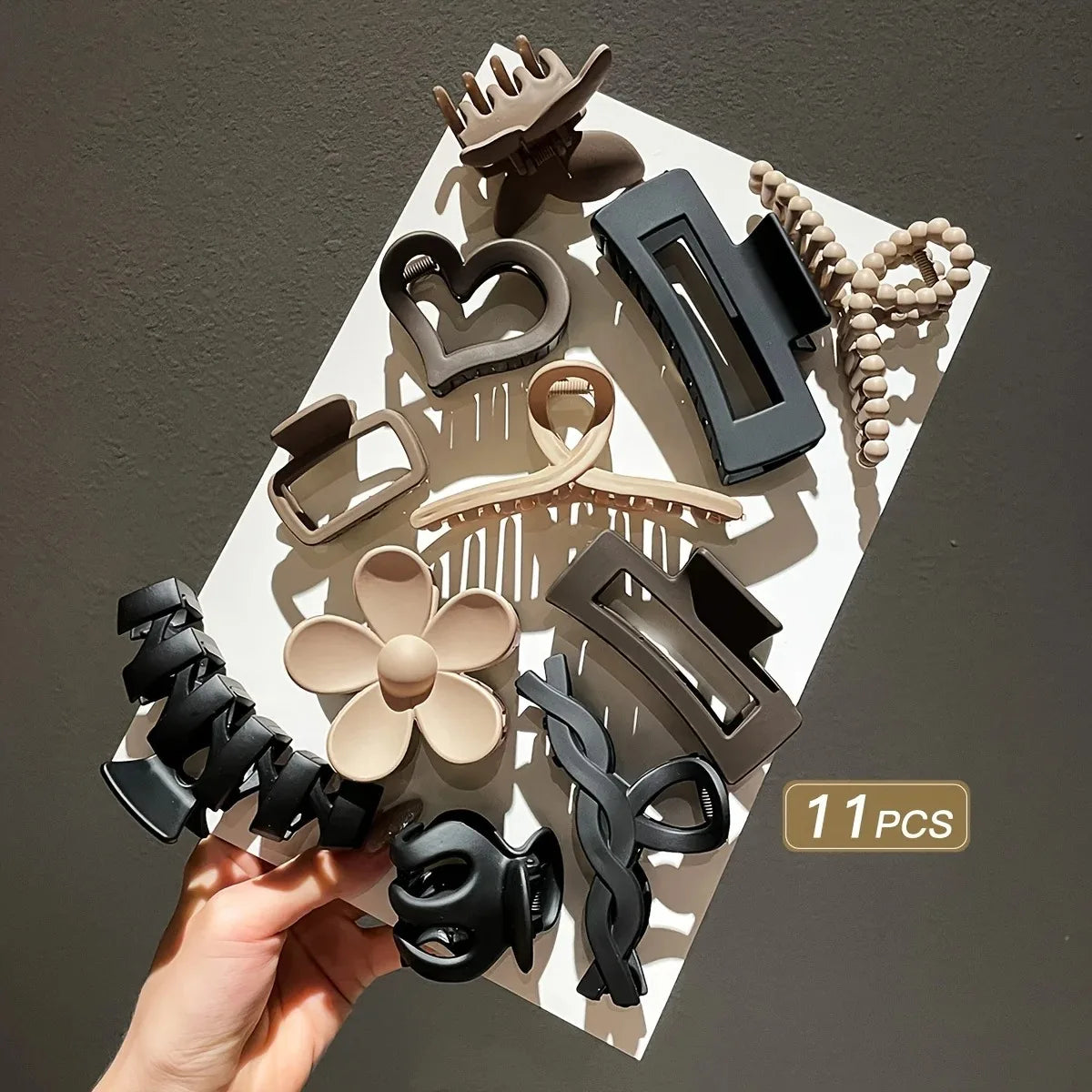 11pcs high-quality matte shark clip back hair accessories for elegant hair styling and headwear