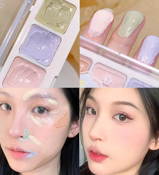 XIXI 5 Colors Corrector Palette Color Correcting Concealer Palett Face Contouring Highlighter Conceals Dark Circles Blemishes - BlissFully