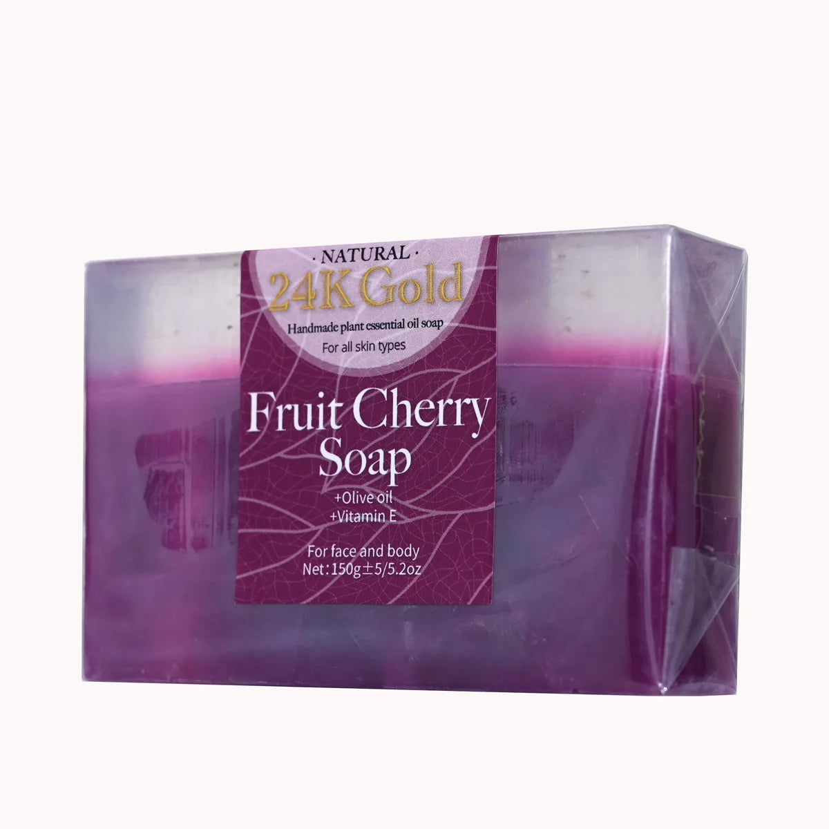 Fruit Cherry Aroma 150gYT Essential Oil Soap With Added 24K Gold Leaf Handmade Soap For Facial Cleansing