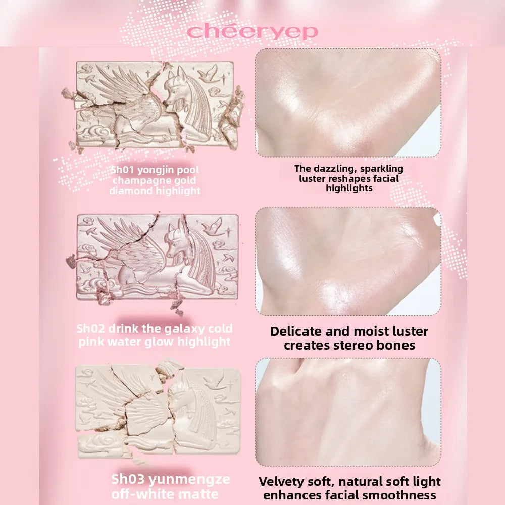 Chéeryep Professional Makeup Highlighters Set Bronzer Contouring Blush Pressed Powder Shimmer Highlight Long Lasting Brightening