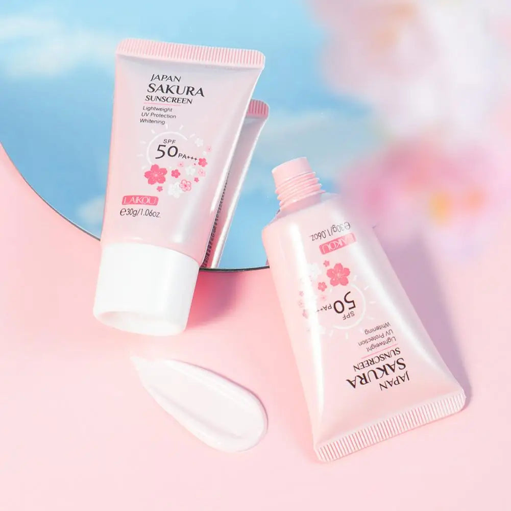 Facial Body Sakura Sunscreen Face Makeup Primer Sunblock Skin Protective Cream Oil-control Moisturizing SPF50 PA+++ Makeup Base