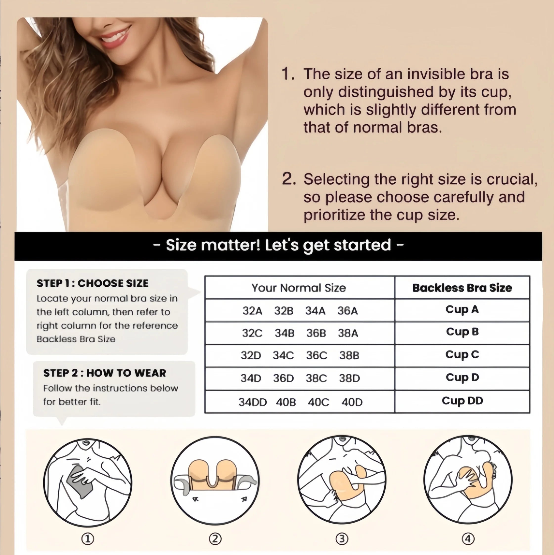 Breast patches for women's wedding dresses, deep V-dresses, gathered together, with anti sagging support
