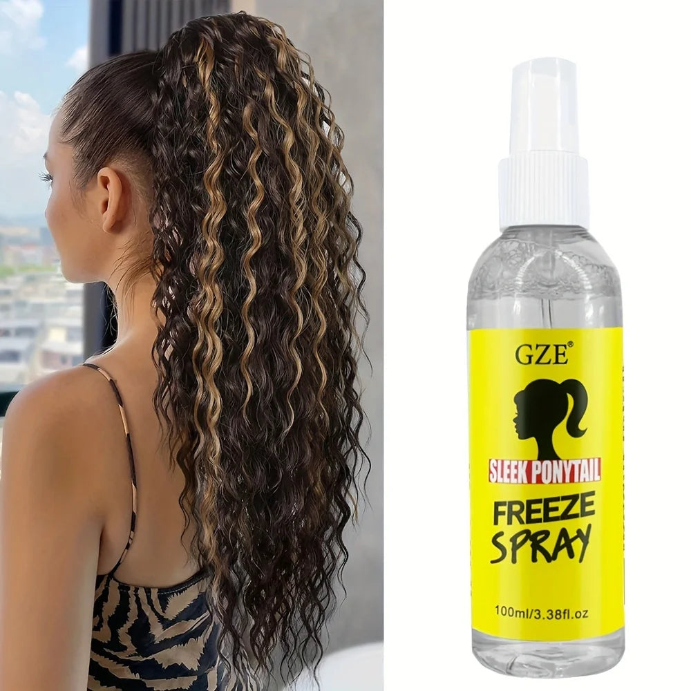 GZE Sleek Ponytail Freeze Spray - Long Lasting Hold, Frizz Control, and Shine - Non-Sticky Formula for Professional Looking - BlissFully