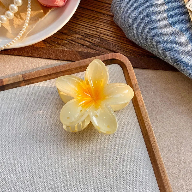 Five-petal flower Summer Super Fairy Vacation style frangeria Grab clip Shark Clip Acrylic flower hair grab hair accessories bac - BlissFully