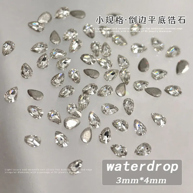 100pcs Shiny Zircon Rhinestones Nail Charms 1.5*3mm Mini Rhombic Nails Gemstones Flatback Nail Art Craft Diamonds Decoration GT5