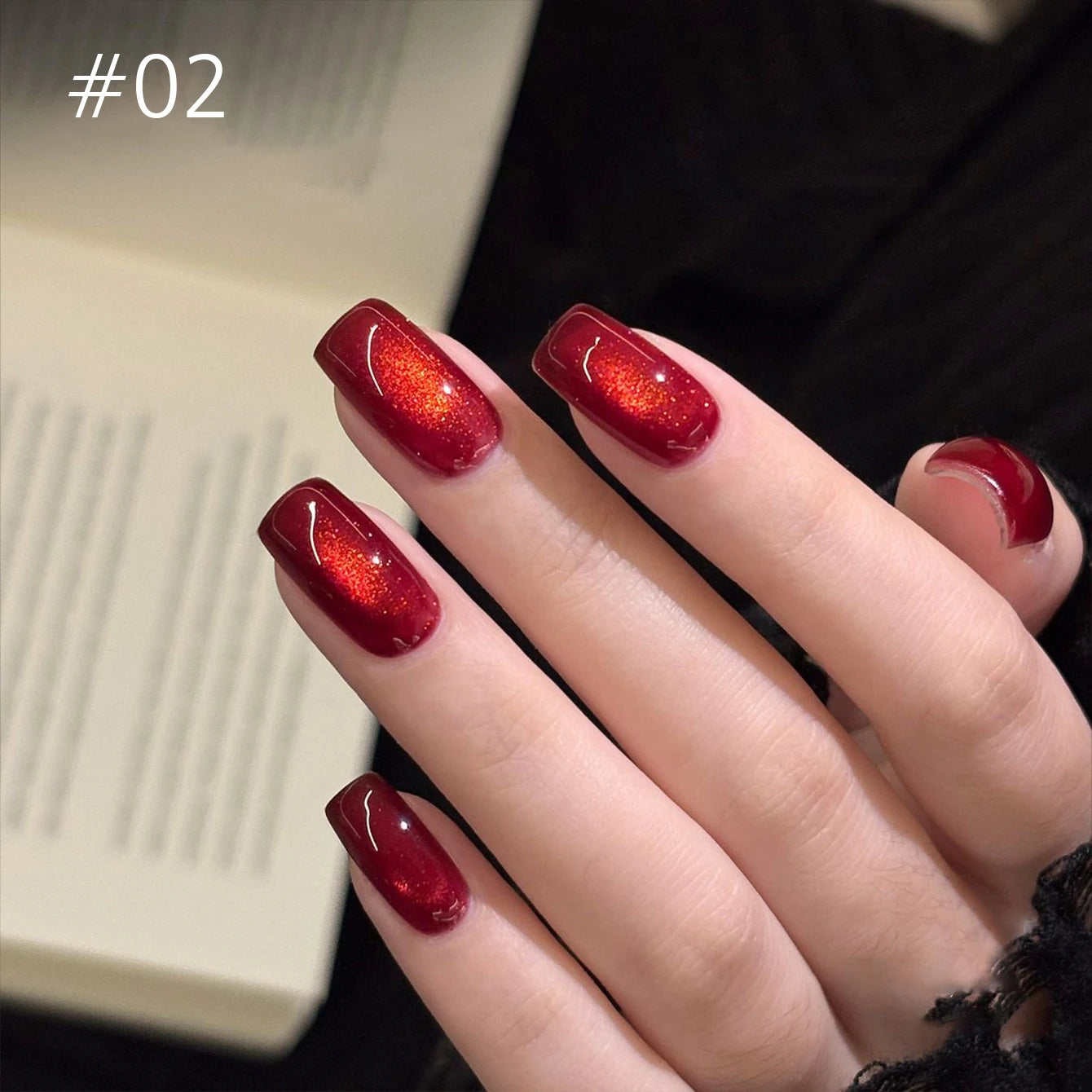 12ML 1-21PCS Winter And Autumn Whitening Red Glass Bead Cat Eye Magnet Gel Nail Polish Christmas Nails Nail Set Nail Art