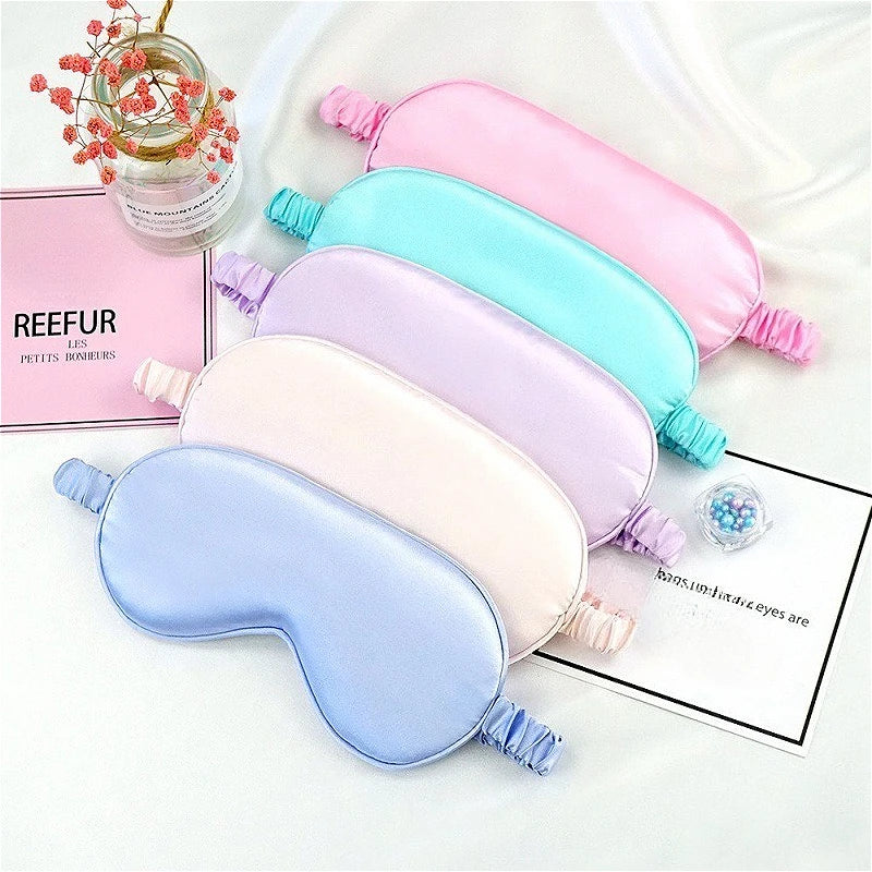1PC Women Imitated Silk Sleep Eye Mask Portable Travel Eyepatch Nap Eye Patch Rest Blindfold Eye Cover Sleeping Night Eyeshade - BlissFully