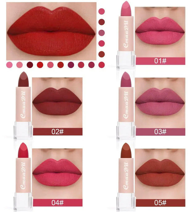 CmaaDu 15Color Pro 24HR Weightless Colour Matte Nude Velvet Liquid Rich Matte Finish Lipstick Lipgloss Waterproof Lip Makeup