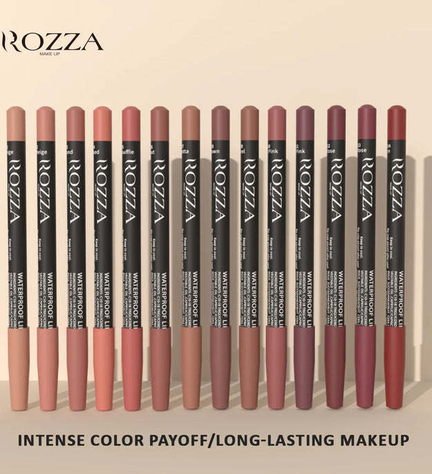 Rozza Waterproof Lip Liner Pencil Set, Weightless Precise Liner with Super Soft Blendable Texture Matte Soft