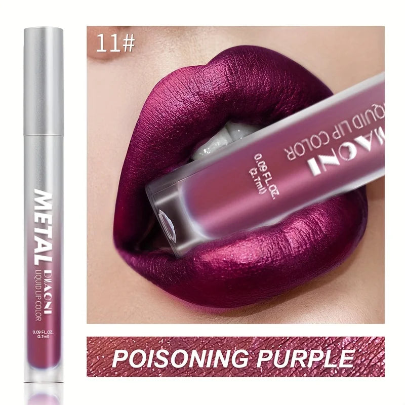 Glitter Metallic Liquid Lipstick Shimmer Easy To Color Non-stick Cup Lip Gloss Waterproof Shiny Lip Glaze Long Lasting Makeup